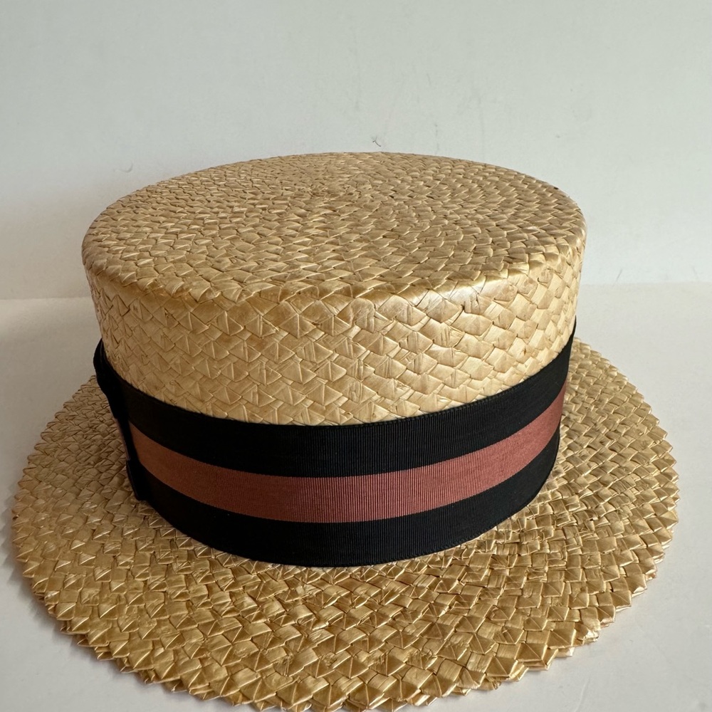 Vtg 50s Hughes Hatcher Suffrin Brown straw boaters hat Crofut & Knapp Size 7 1/4 - Picture 4 of 16